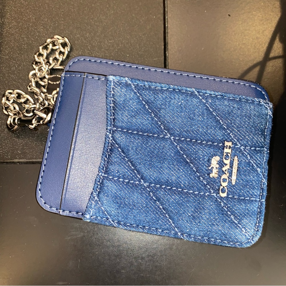 Coach denim card case New